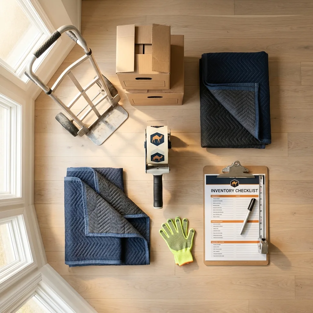 Professional moving supplies and packing materials layout for Sauk City residential relocations